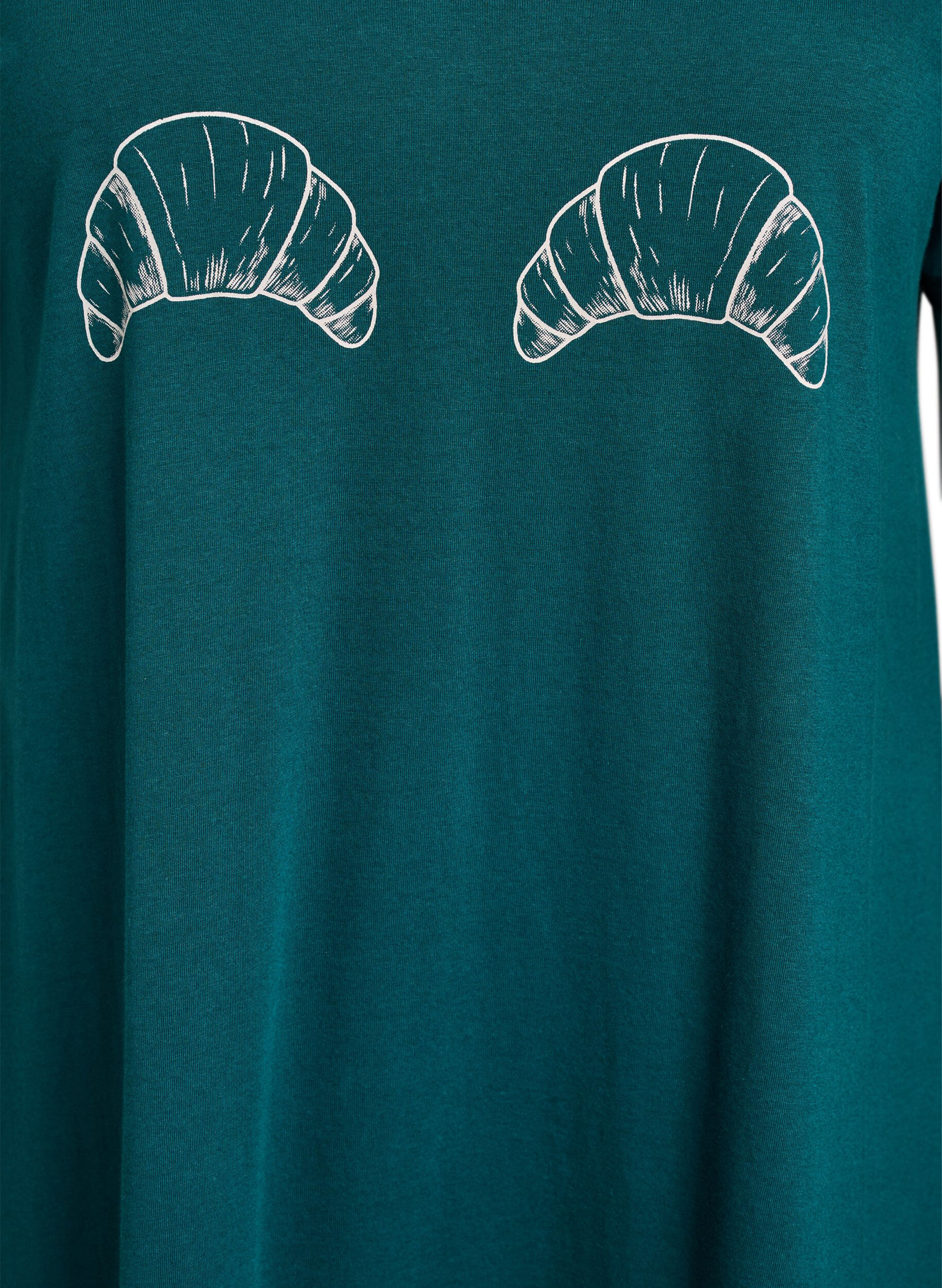 Zizzifashion Organic cotton nightdress with V-neck, Green, Packshot image number 2