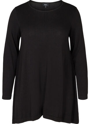 Knitted A-line blouse, Black, Packshot image number 0