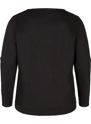 Cotton blouse with a zip detail, Black, Packshot image number 1