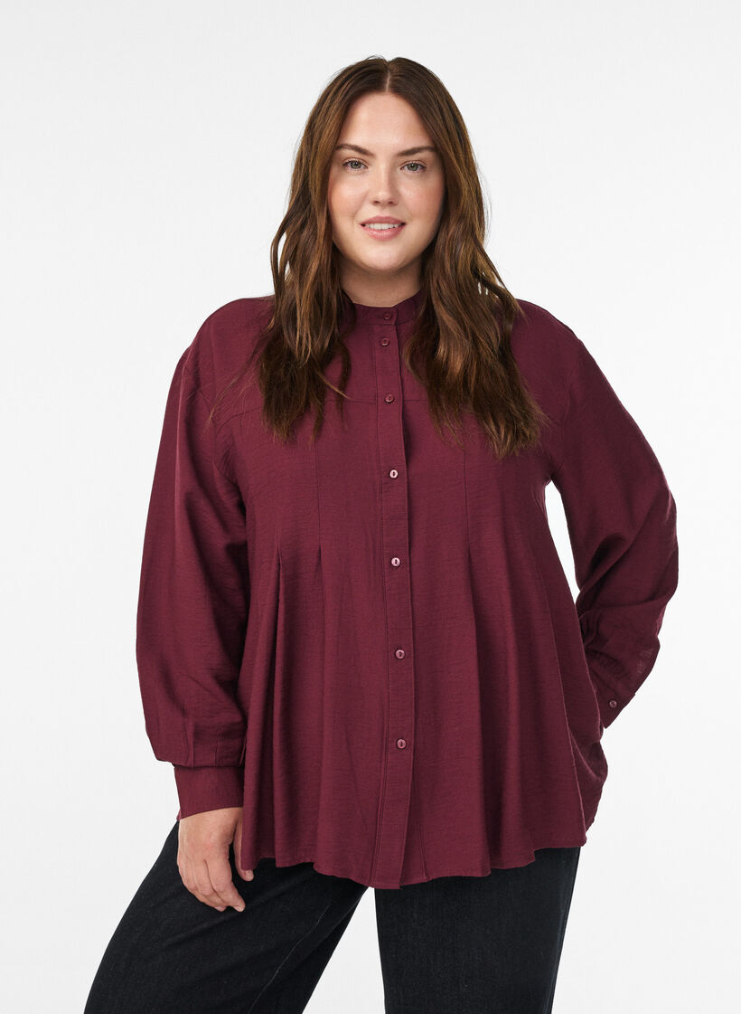Viscose shirt with A-line shape, Red, Model image number 0