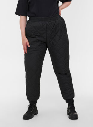 Quilted thermal trousers with pockets, Black, Model image number 2