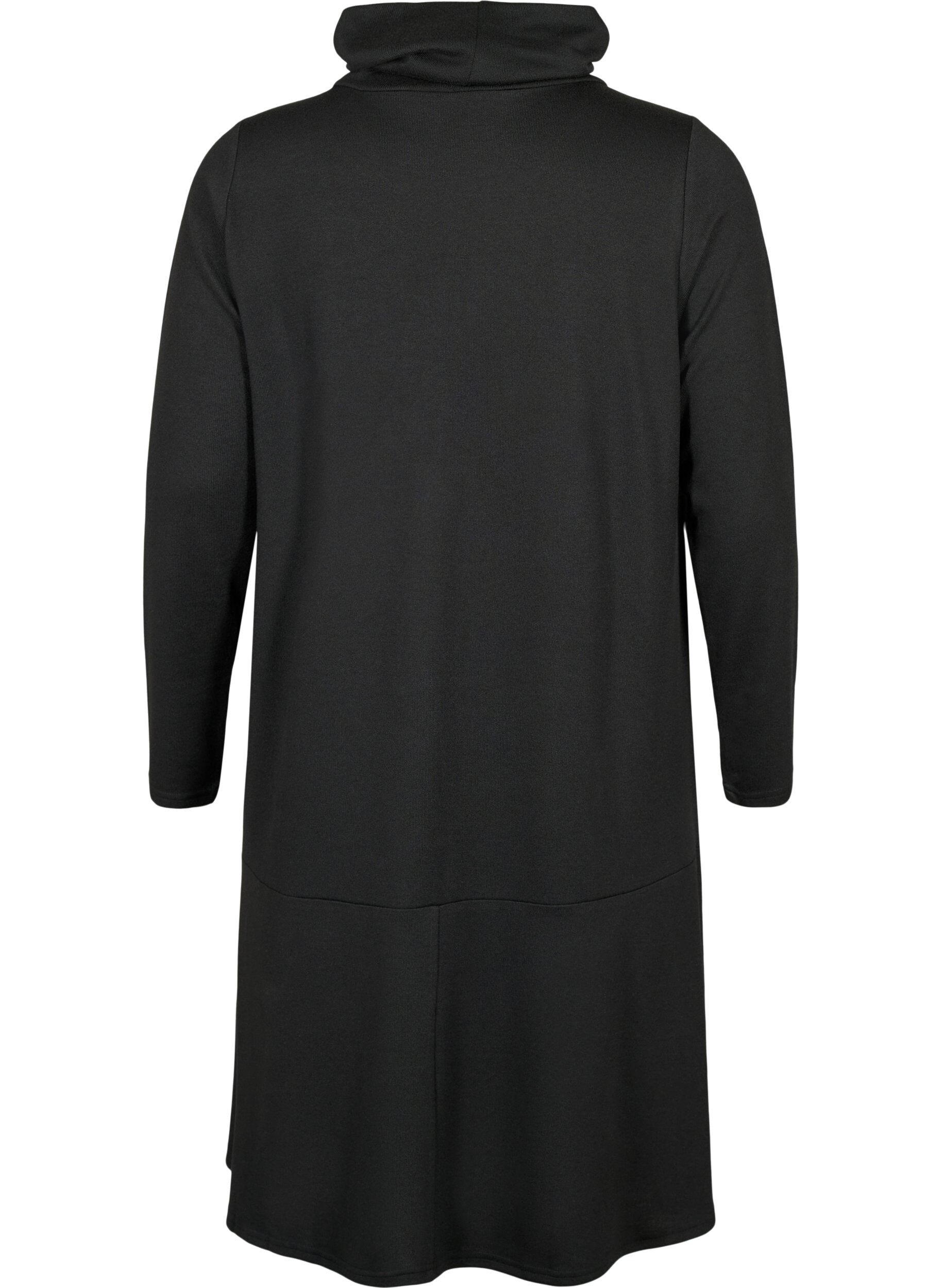 Zizzifashion Jersey dress with high neck and pockets, Black, Packshot image number 1