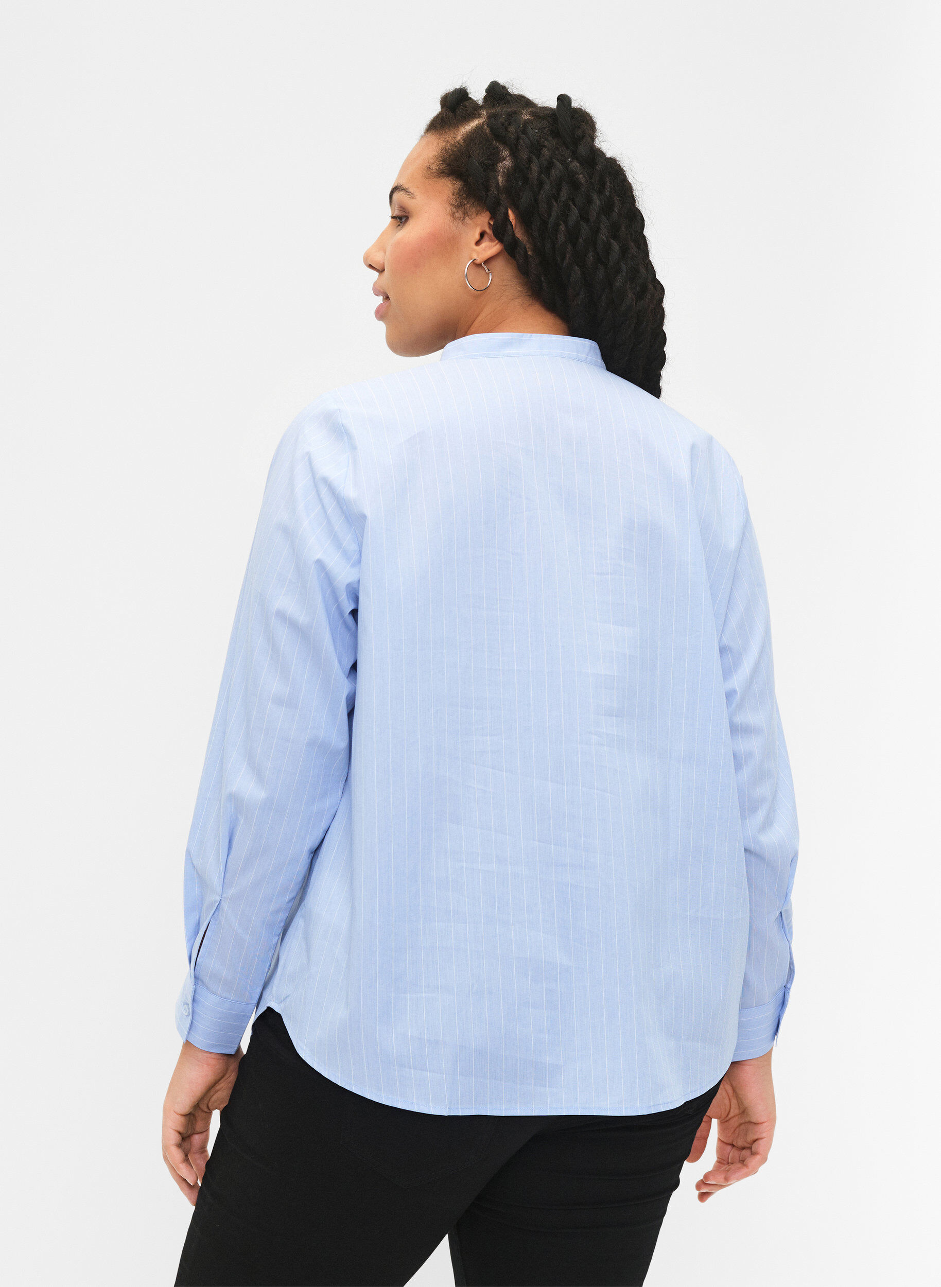 Zizzifashion FLASH - Pinstripe Shirt, Light Blue Stripe, Model image number 1