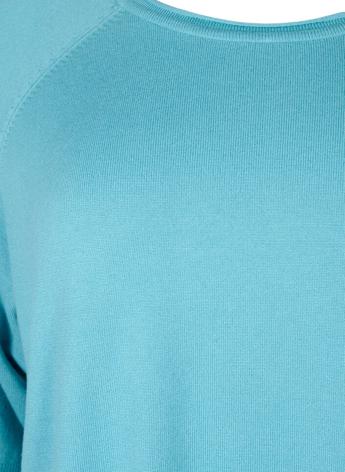 Viscose knitted blouse with 3/4 sleeves, Reef Waters, Packshot image number 2