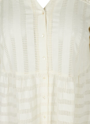 Cotton tunic with buttons and 3/4 sleeves, Antique White, Packshot image number 2