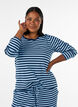 Long-sleeved night top in ribbed jersey with stripes, Blue, Model image number 0