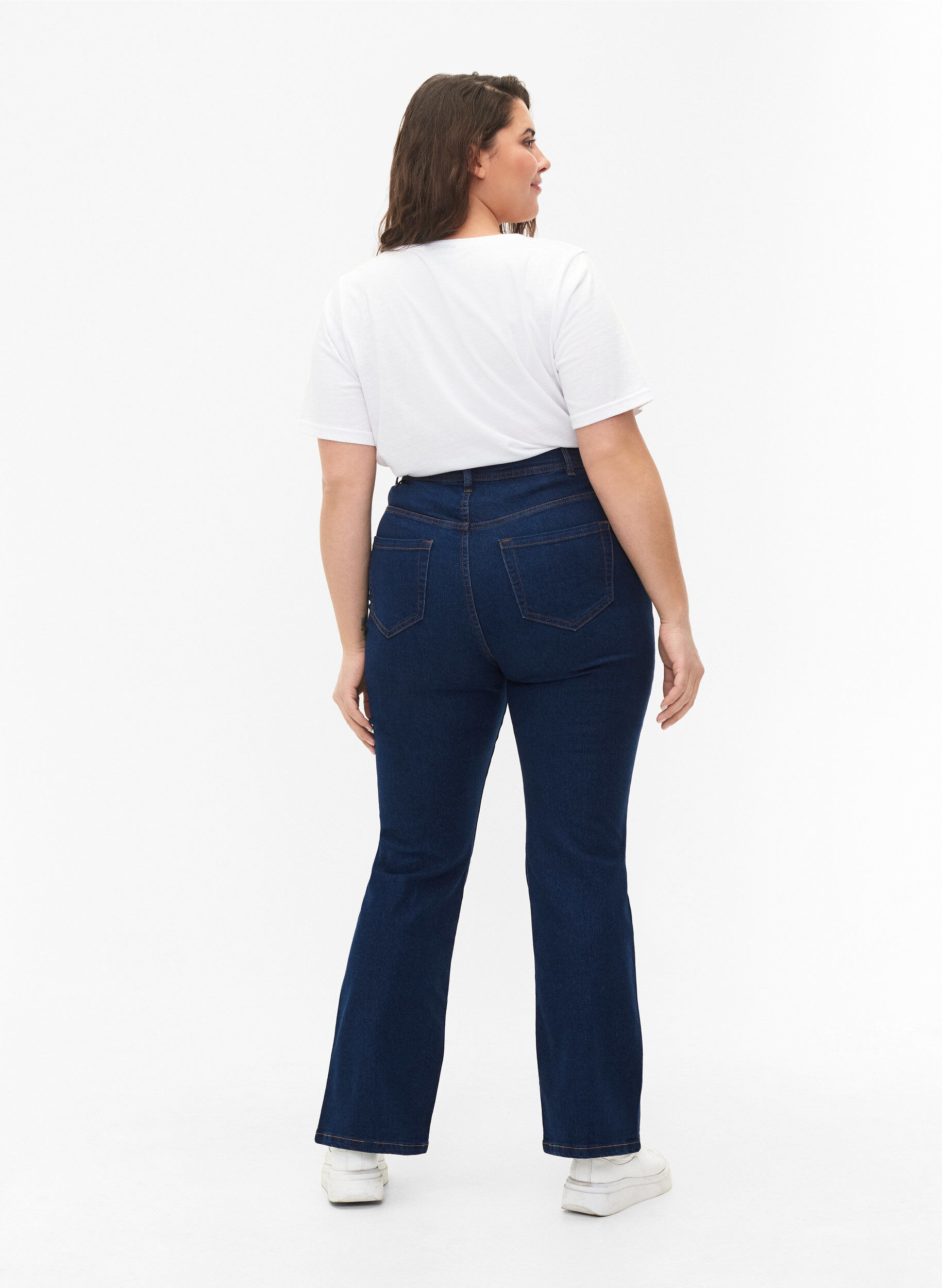 Zizzifashion FLASH - High waisted jeans with bootcut, Blue, Model image number 1