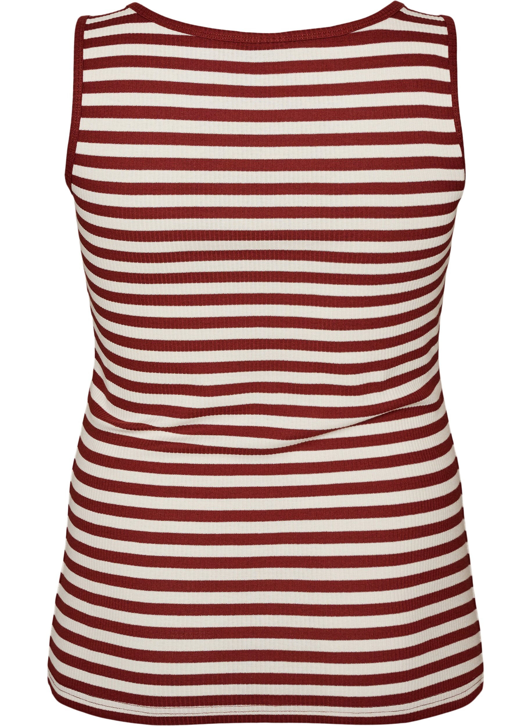 Zizzifashion Striped tank top with a rib structure, Red, Packshot image number 1