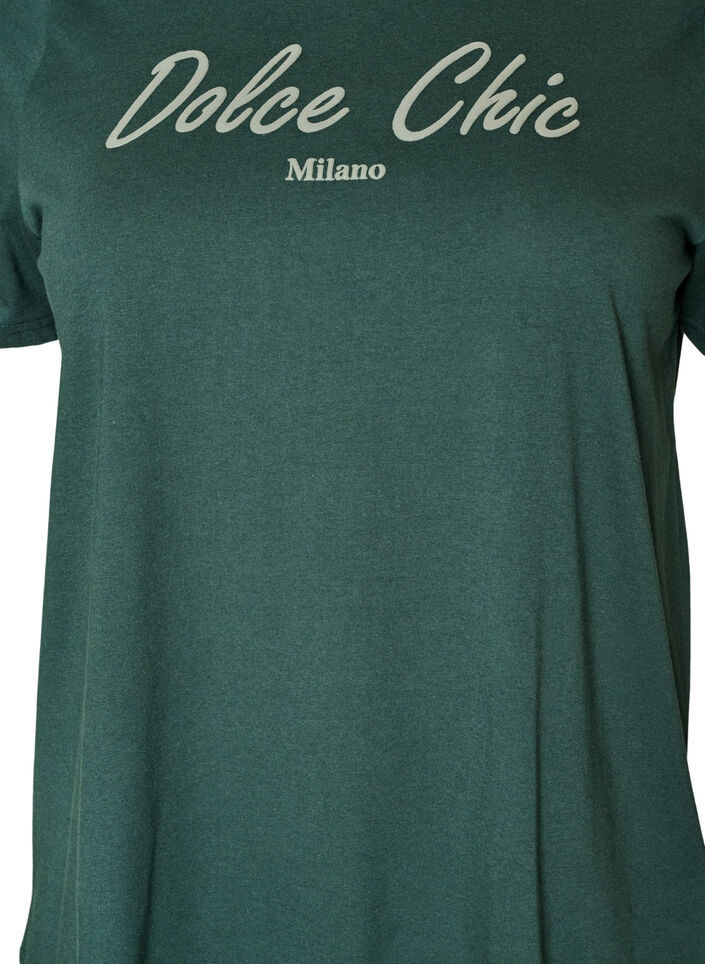 T-shirt in organic cotton with print, Green, Packshot image number 2