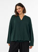 Balloon silhouette blouse with V-neck, Green, Model image number 0