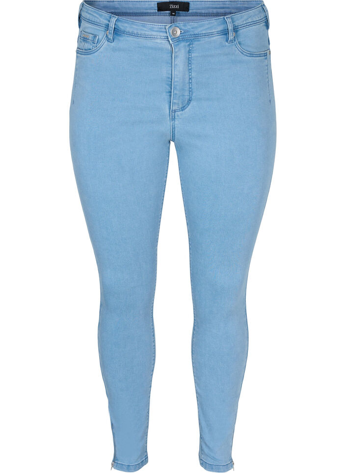 Cropped Amy jeans with zipper detail, Light Blue, Packshot image number 0
