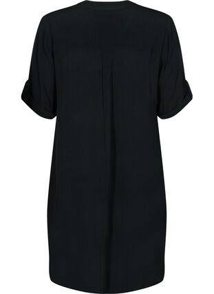 Viscose tunic with short sleeves, Black, Packshot image number 1