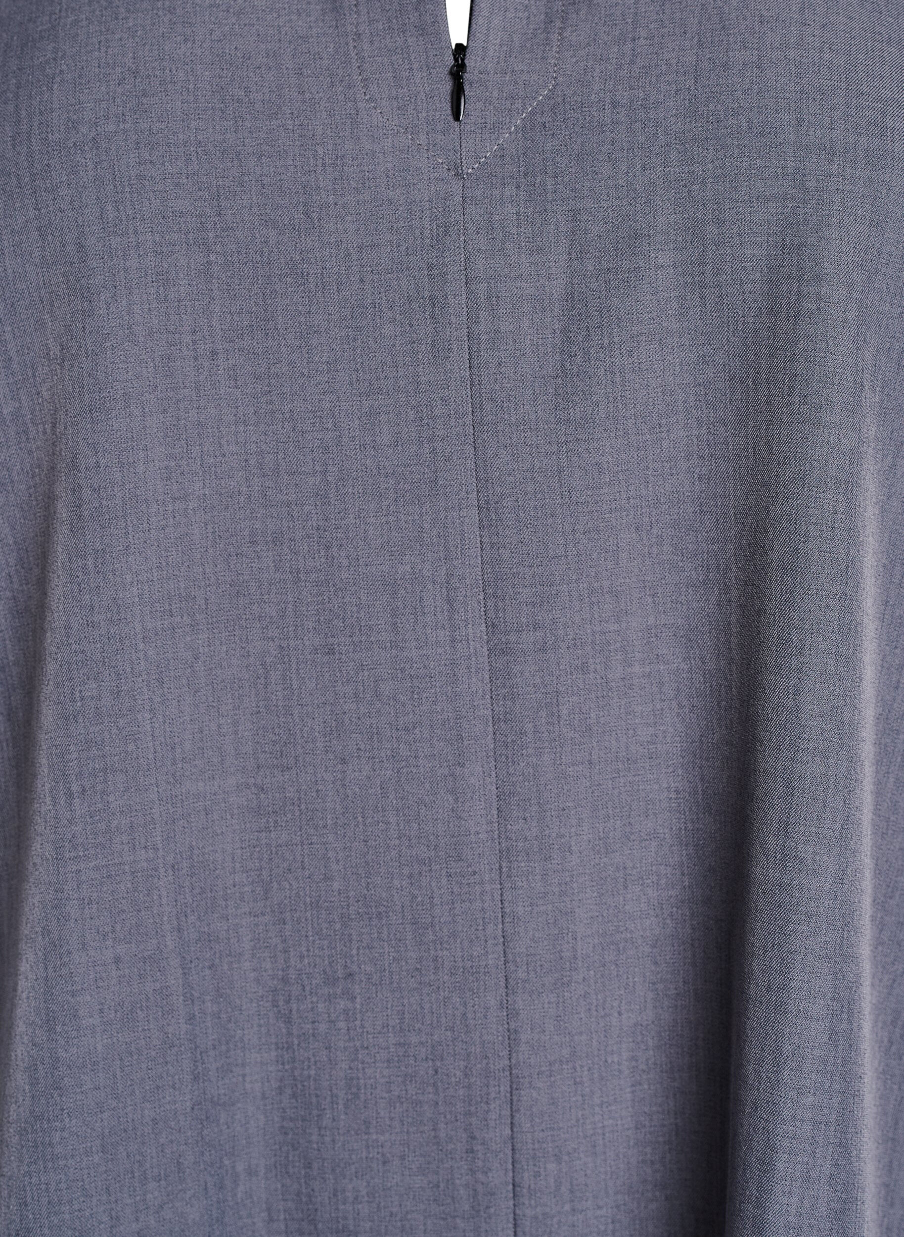 Zizzifashion Short A-line dress with zipper and 3/4-sleeves, Grey, Packshot image number 2