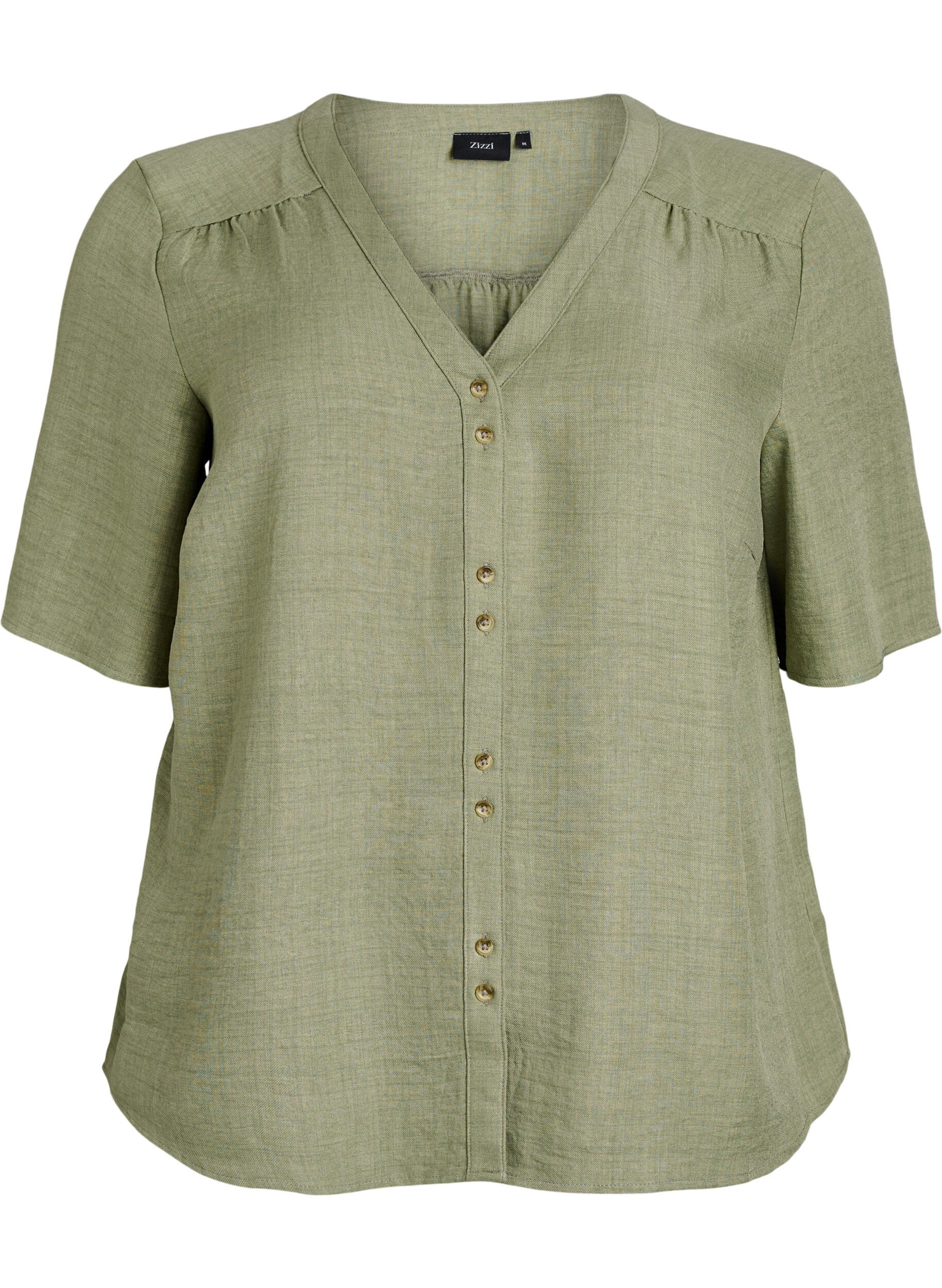 V-neck shirt blouse with short sleeves