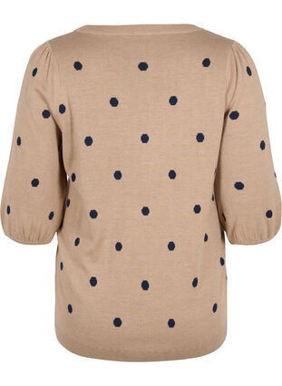 Knitted blouse with 3/4 sleeves and contrast-coloured dots, Navy Blazer W/Birch, Packshot image number 1