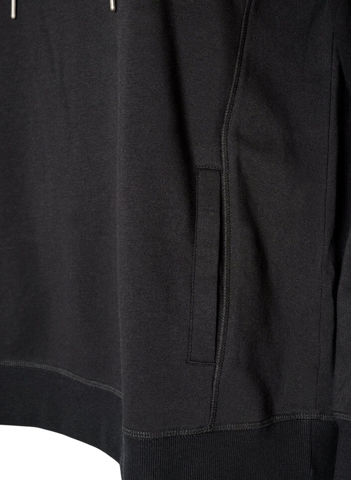Sweatshirt with high collar and pockets, Black, Packshot image number 3