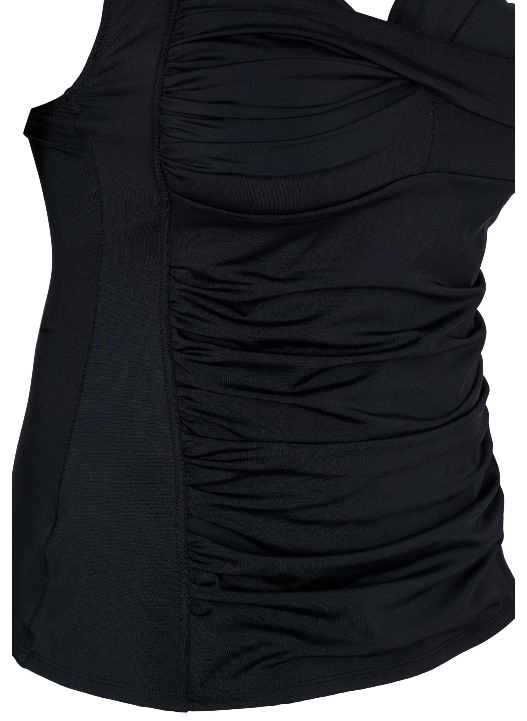 Zizzifashion Tankini with a drape front, Black, Packshot image number 3