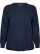 Melange knit blouse with round neck, Blue, Packshot image number 0