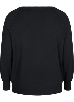 Knitted blouse with rounded neckline, Black, Packshot image number 1