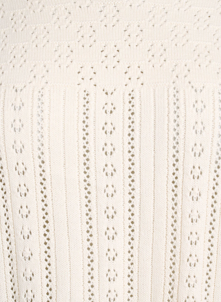 Knitted top with eyelet embroidery and 3/4 sleeves, Beige, Packshot image number 2