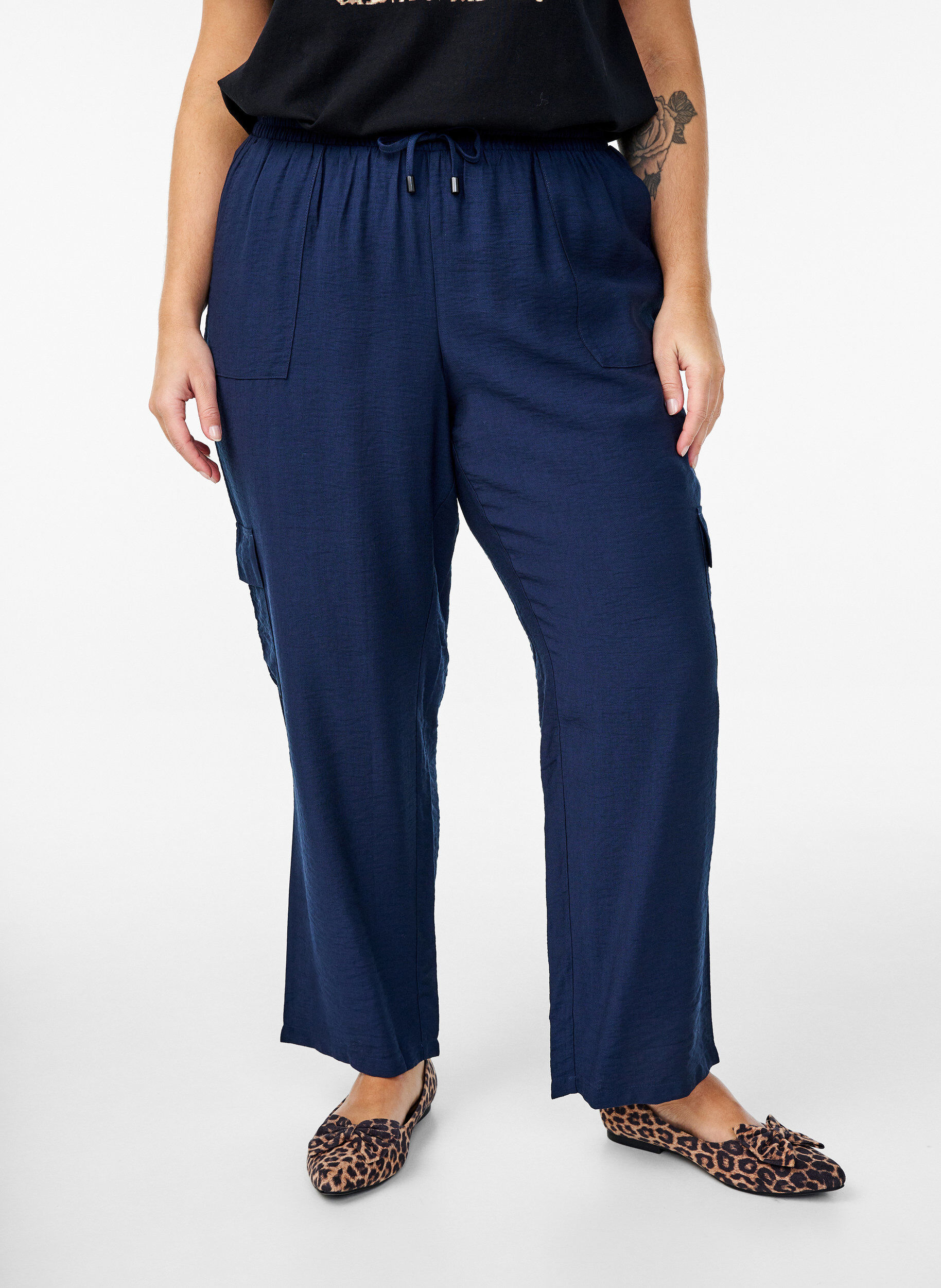 Zizzifashion High-waisted cargo trousers, Blue, Model image number 2
