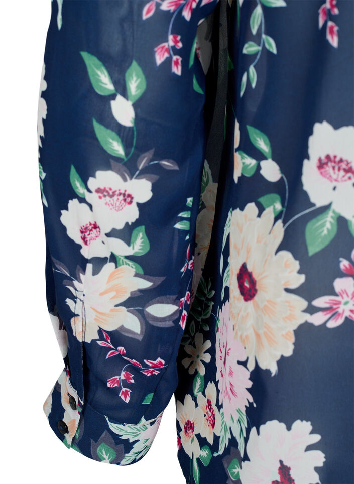 FLASH - Long sleeve shirt with floral print, Navy Flower, Packshot image number 3