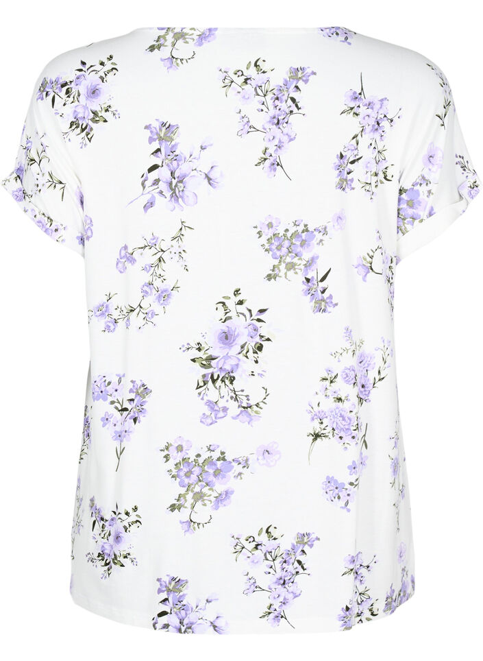 T-shirt with floral print, Purple, Packshot image number 1