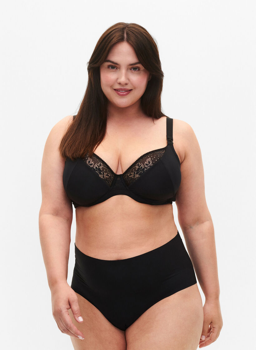 Nursing bra with lace, Black, Model image number 3
