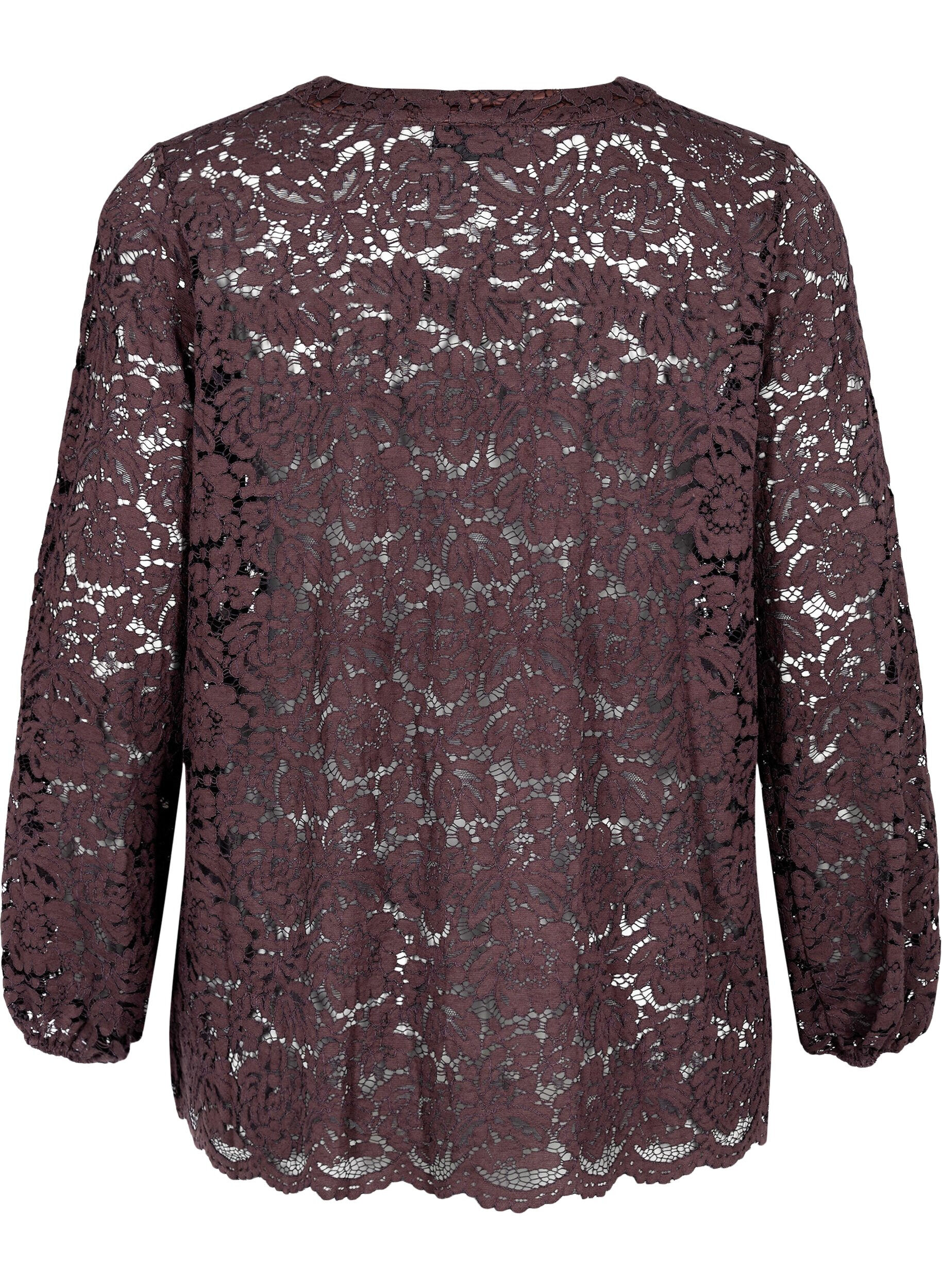 Zizzifashion Lace shirt with A-shape, Fudge, Packshot image number 1