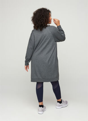 Mottled sweater dress with pockets, Dark Grey Melange, Model image number 1