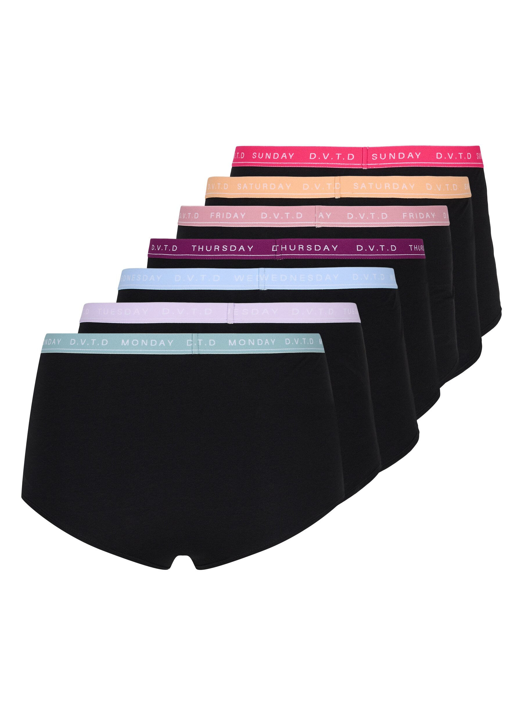 Zizzifashion Cotton days-of-the-week hipsters in a 7-pack, Multi Pastel Pack, Packshot image number 1