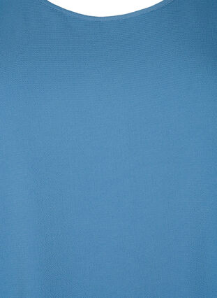 Blouse with short sleeves and a round neckline, Moonlight Blue, Packshot image number 2
