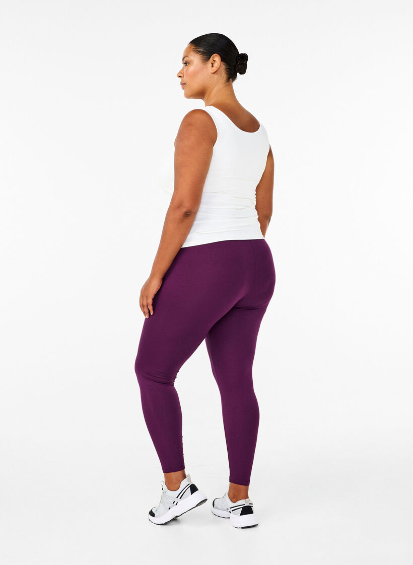 Basic leggings in viscose, Purple, Model image number 2