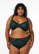Microfibre thong with lace details, Green, Model image number 0