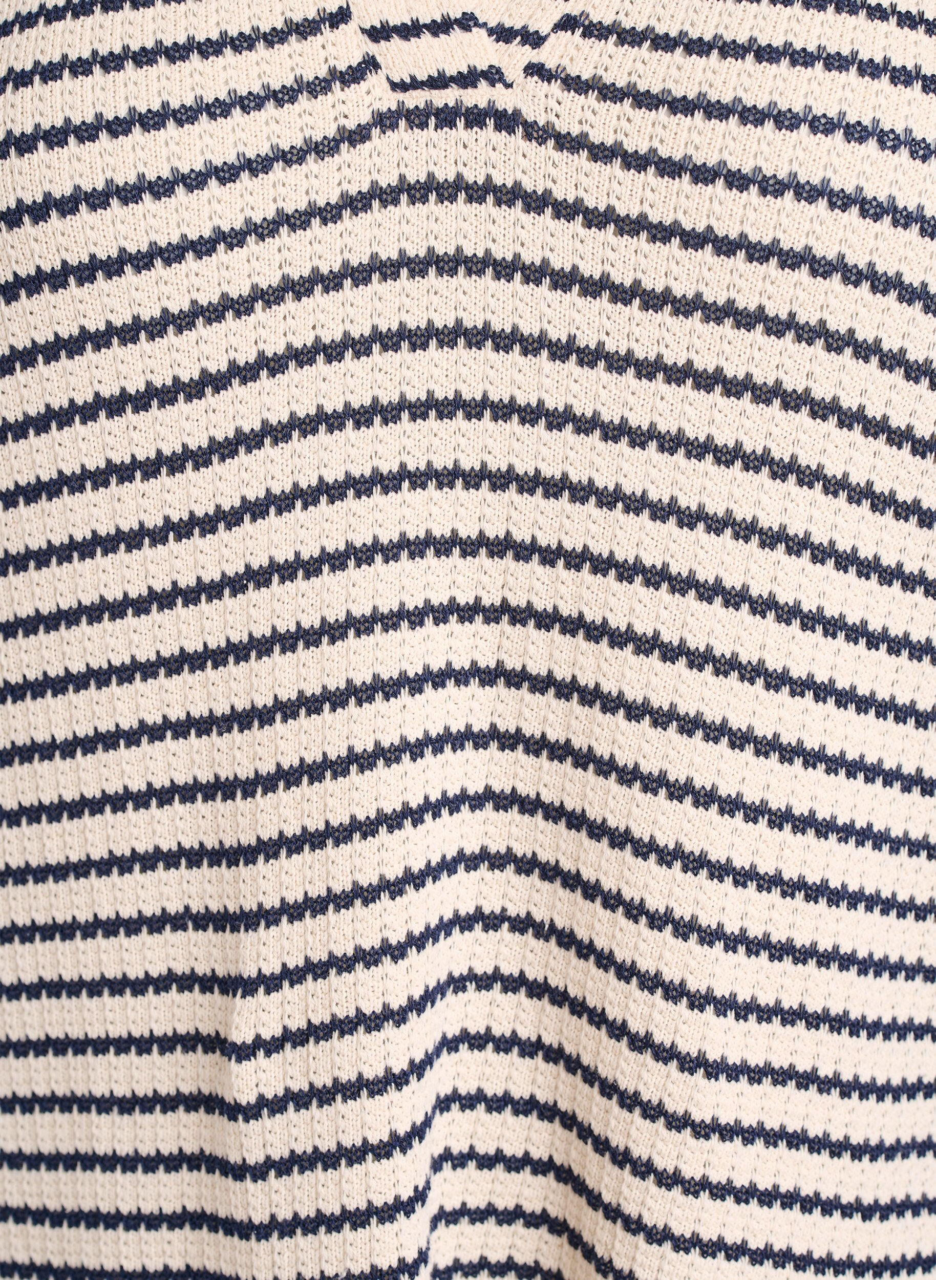 Zizzifashion Striped jersey blouse with a collar and V-neck, Beige, Packshot image number 2