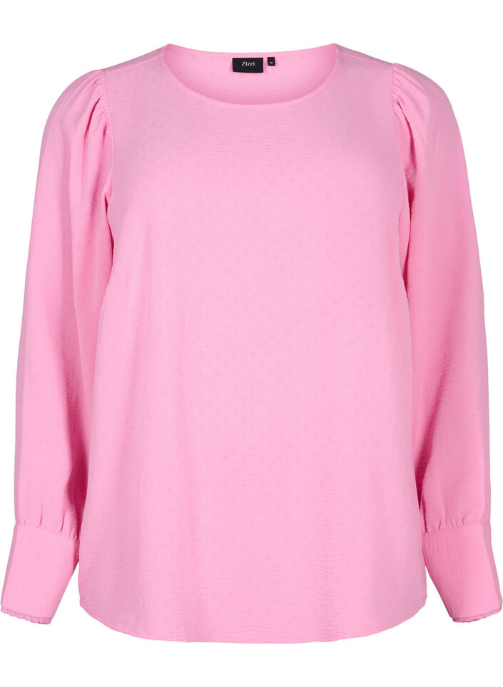 Long-sleeved blouse with texture, Rosebloom, Packshot image number 0