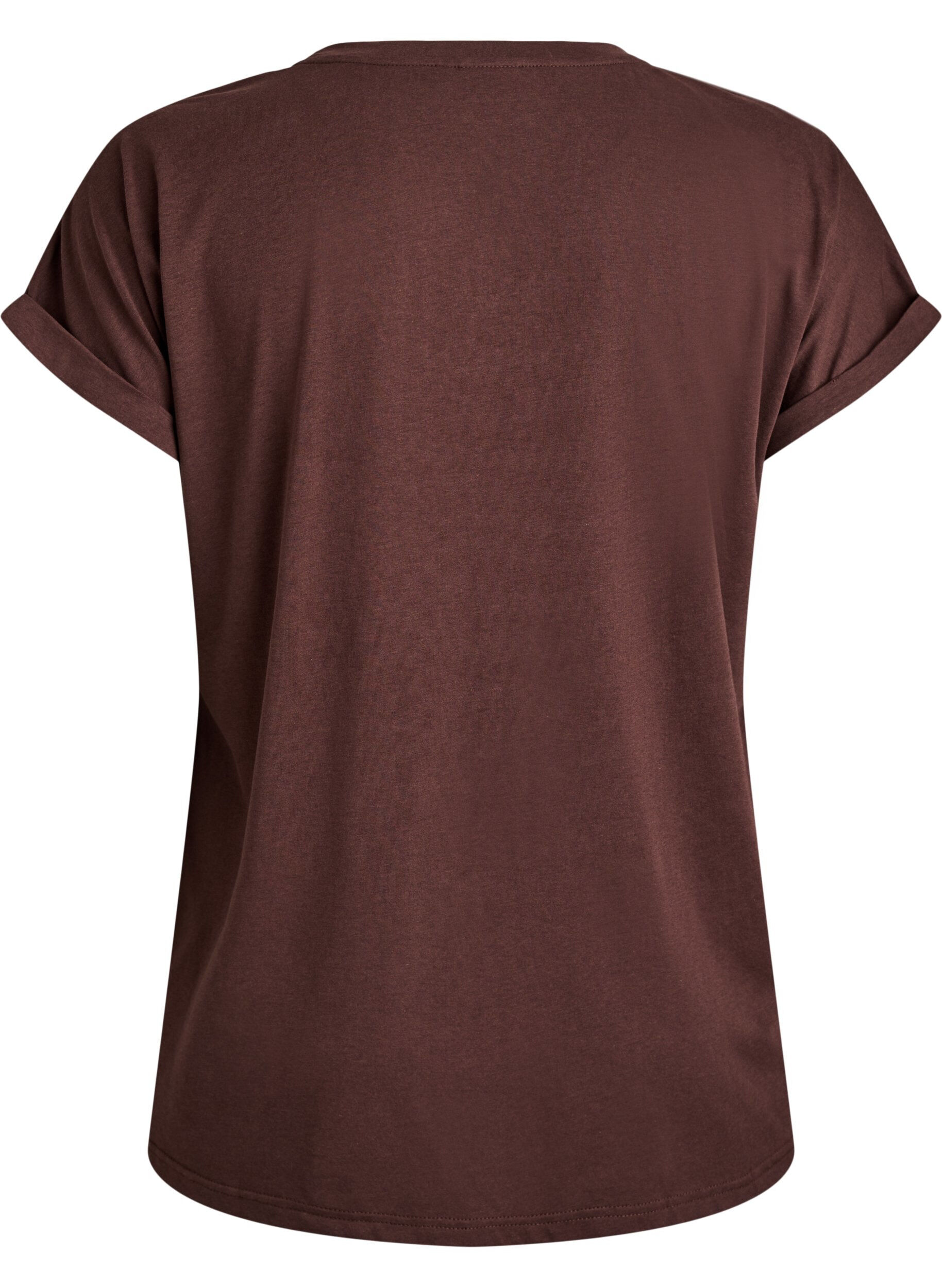 Zizzifashion Short-sleeved cotton blend t-shirt, Brown, Packshot image number 1