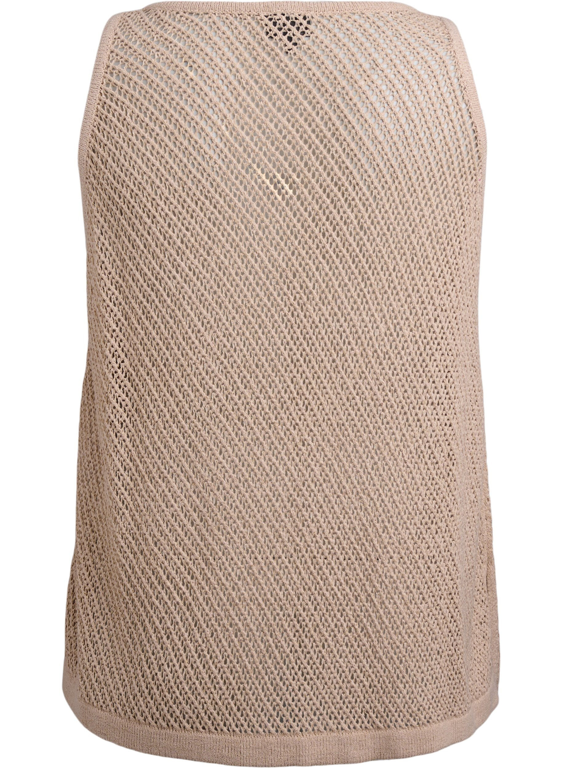 Zizzifashion FLASH - Sleeveless knitted top with v-neck, Beige, Packshot image number 1