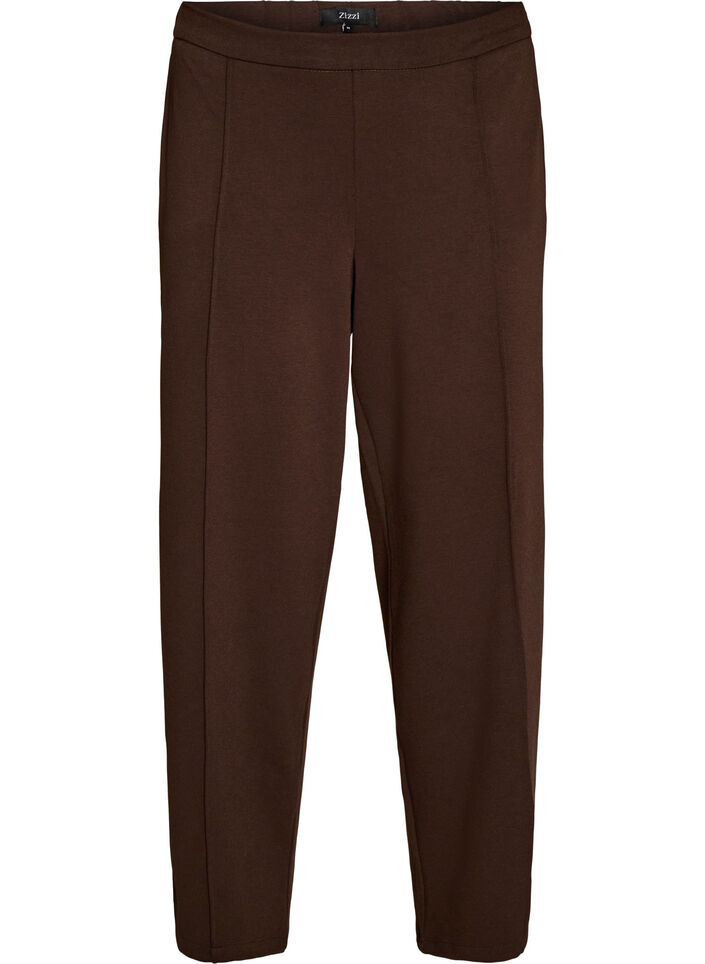 Loose jersey trousers with a high waist, Brown, Packshot image number 0