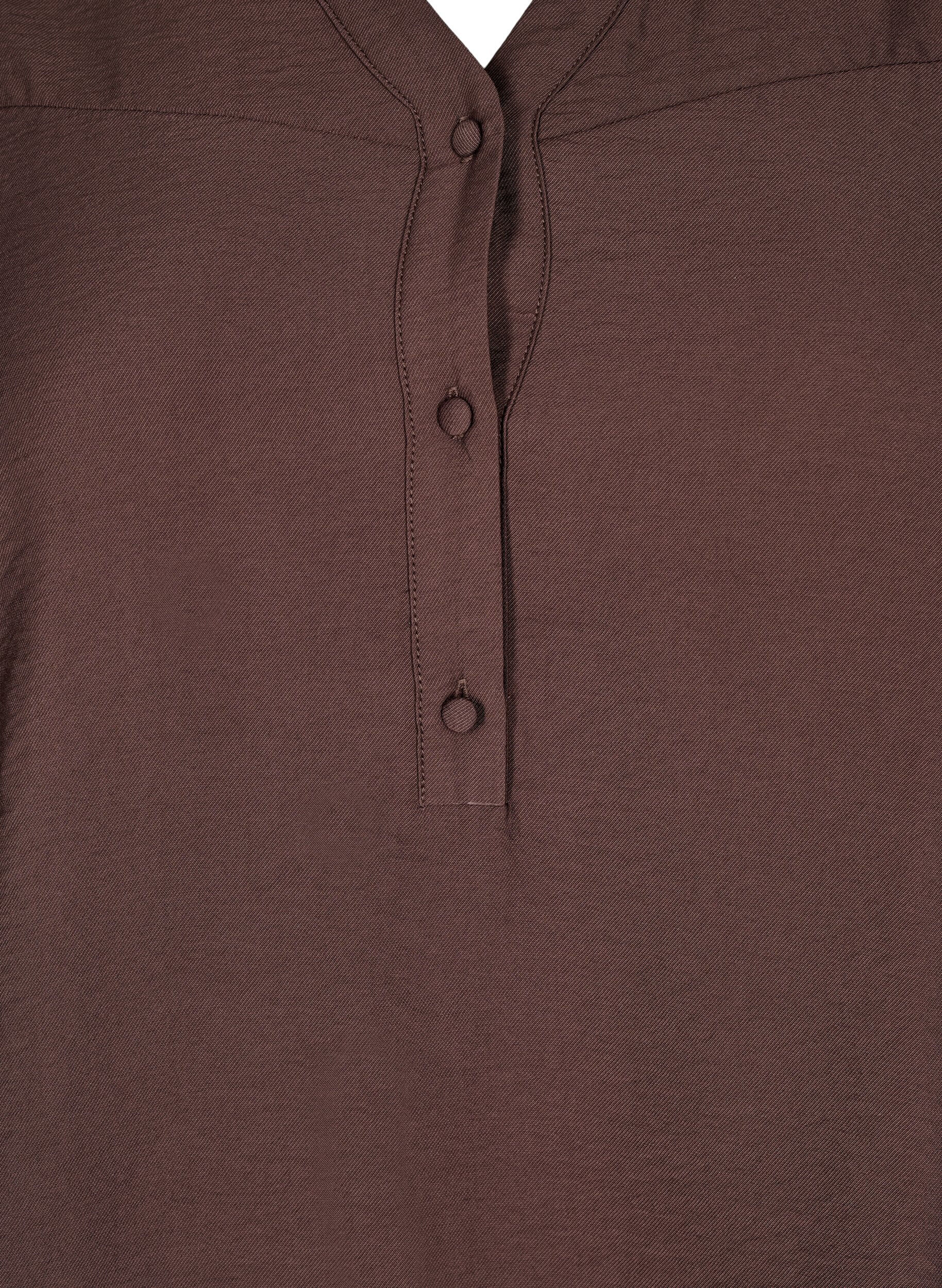 Zizzifashion Blouse with ruffle collar, Brown, Packshot image number 2