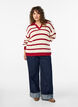 Striped knit blouse with a polo collar, Vanilla, Model image number 1