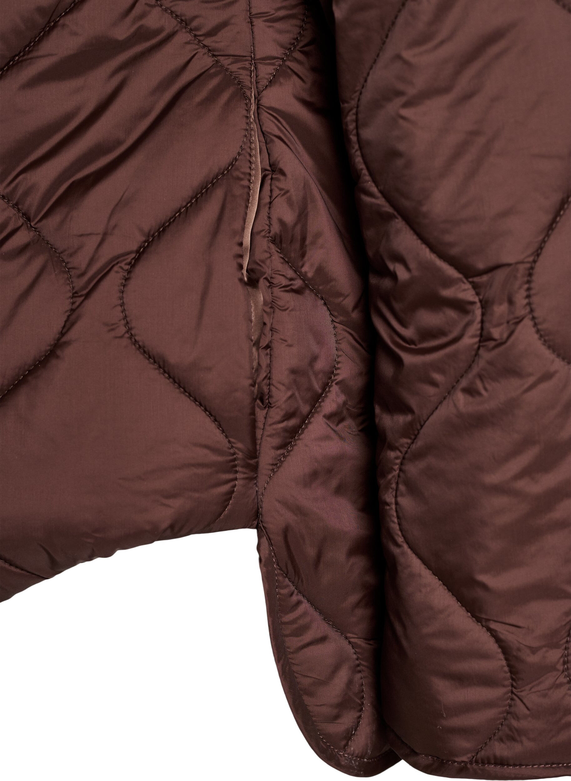 ZizzifashionQuilted jacket with press studs and a round neck, Brown, Packshot image number 3