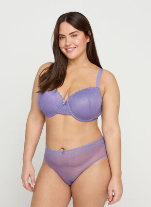 Alma underwired bra with lace, Purple Haze, Model image number 2