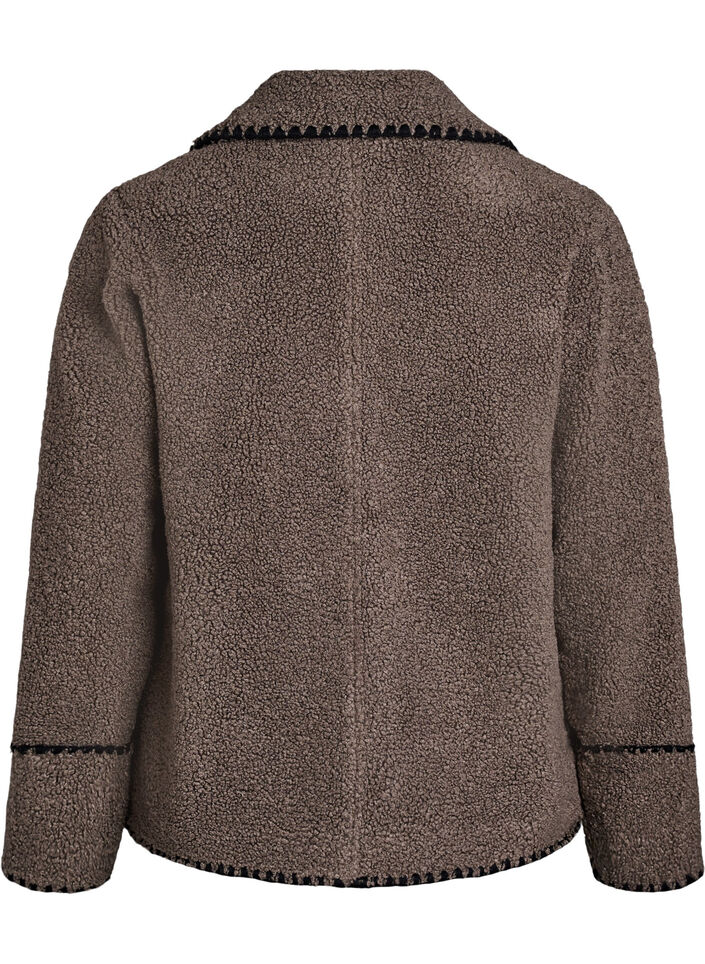 Teddy jacket with contrast details, Brown, Packshot image number 1