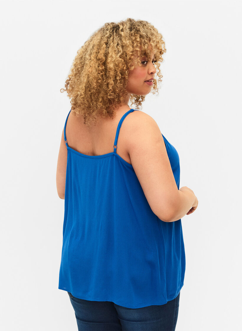 Strap top in viscose, Blue, Model image number 2