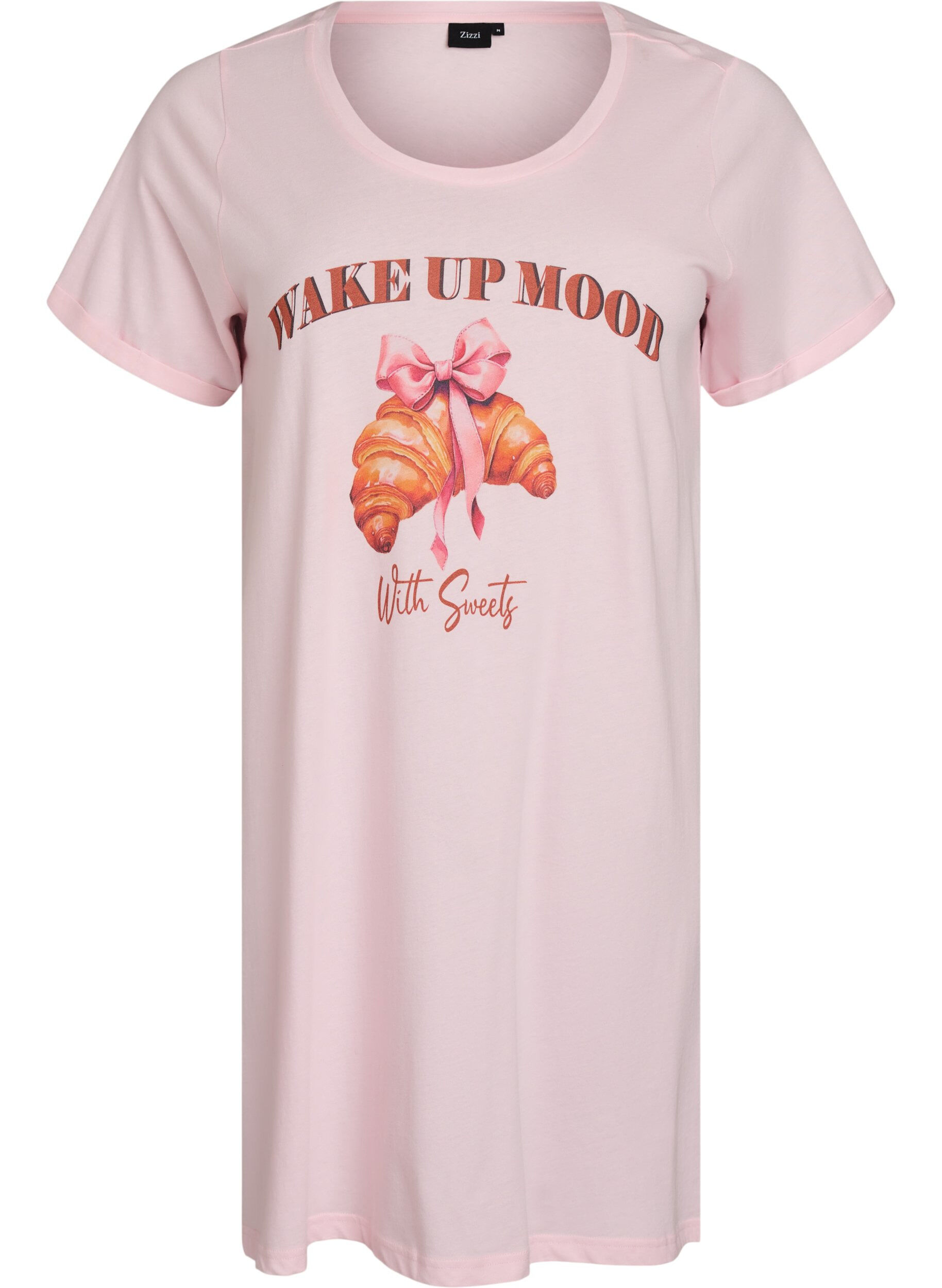 Zizzifashion Short-sleeved nightgown in organic cotton, Pink, Packshot image number 0