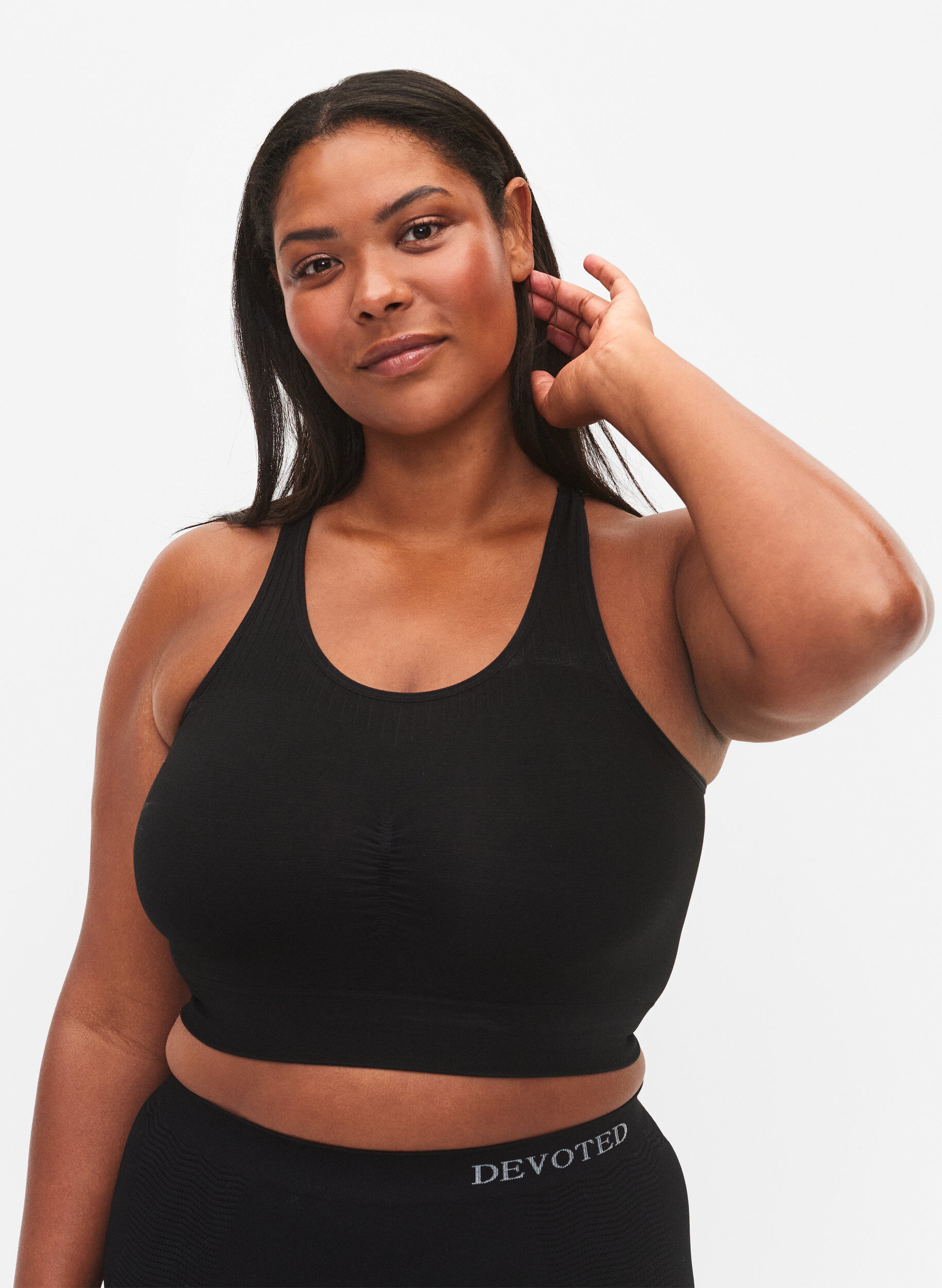 Zizzifashion Seamless bra top, Black, Model image number 0