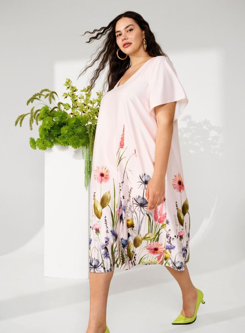Midi dress with floral details, , Model