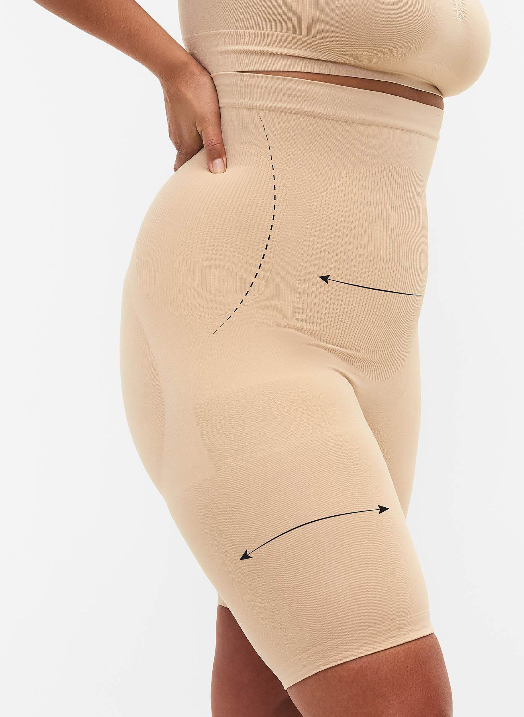 High waisted shapewear shorts, Beige, Model