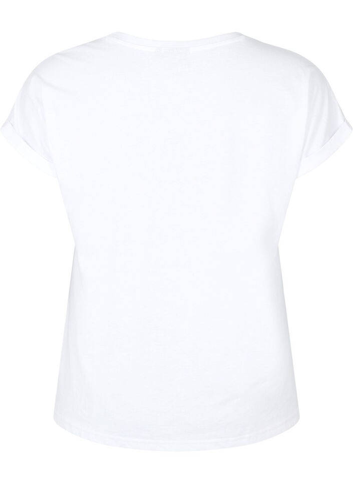 Short-sleeved cotton blend t-shirt, White, Packshot image number 1